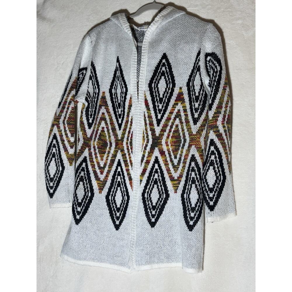 Women's Long Sleeve Western Print Open Cardigan Sweater Aztec Print, Size M